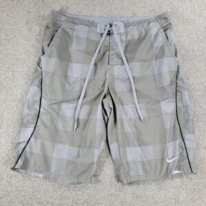 Nike Mens Board Shorts 36 Check Plaid Drawstring Lightweight Swim Surf Beach